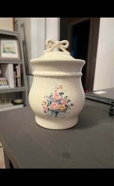 Vintage Cottagecore Ceramic Floral Canister